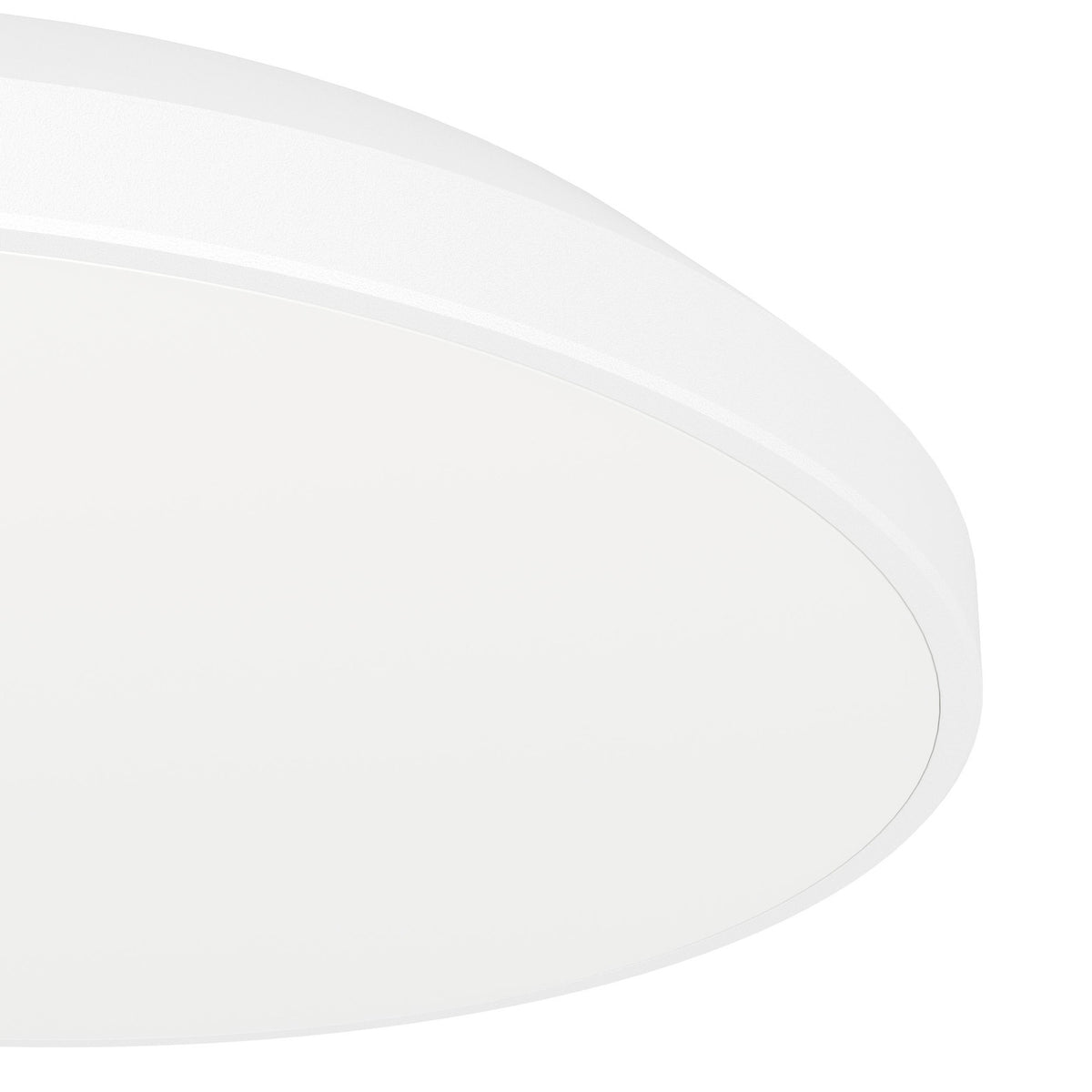Close-up of the Nelbenne LED Downlight 24cm in white, showing the round, slim profile with a flat plastic diffuser and stepped rim, against a plain white background.