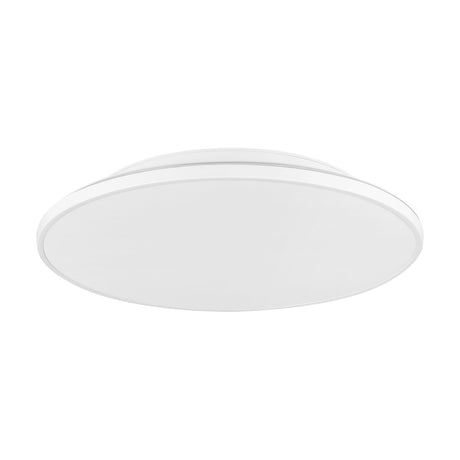 Nelbenne LED Downlight 38cm in white, a round slim ceiling fixture with an opal diffuser and fine white rim, shown at an angle on a plain white background.