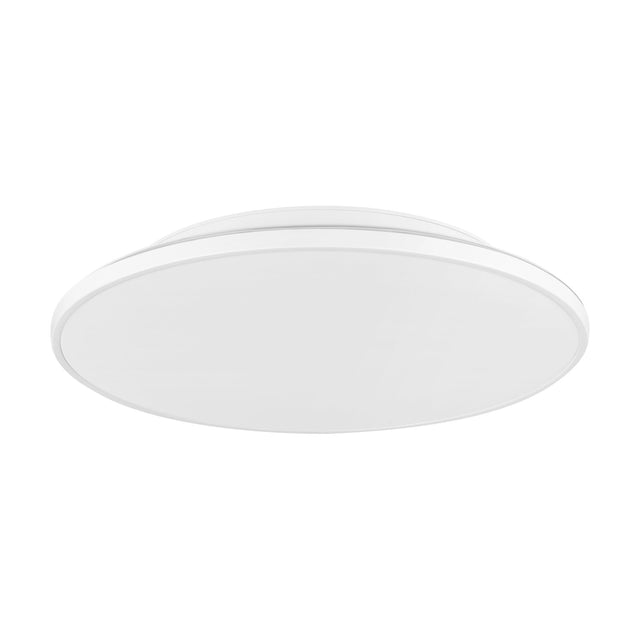 Nelbenne LED Downlight 38cm in white, a round slim ceiling fixture with an opal diffuser and fine white rim, shown at an angle on a plain white background.