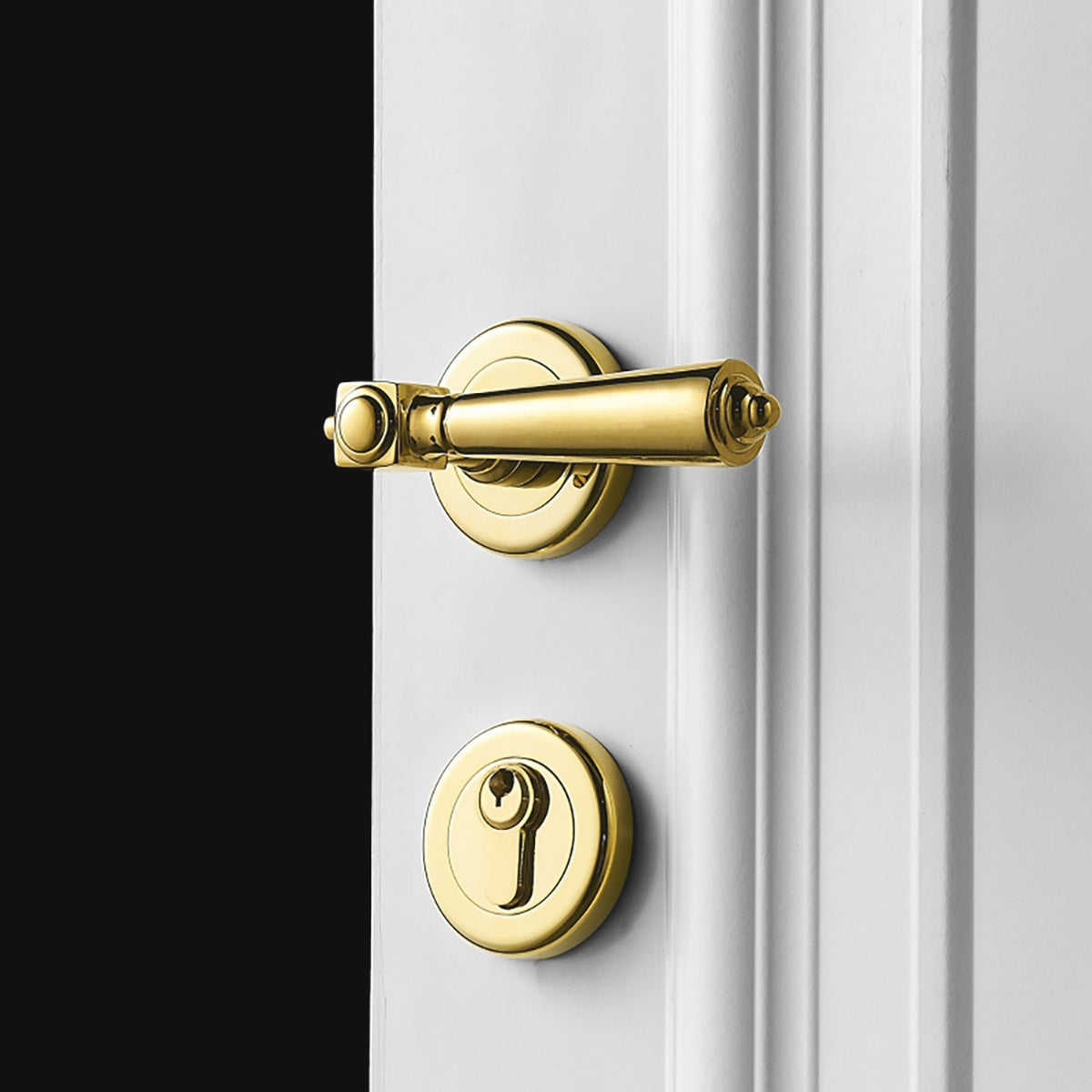 Nelson Door Handle with False Lock (Set of 2) - Polished Brass