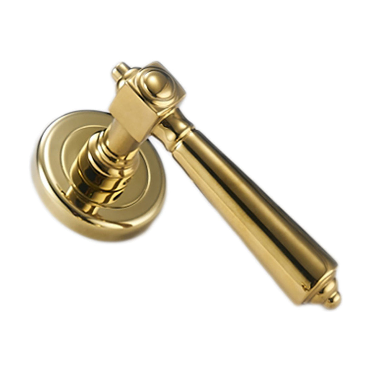 Nelson Door Handle with Lock (Set of 2) - Polished Brass