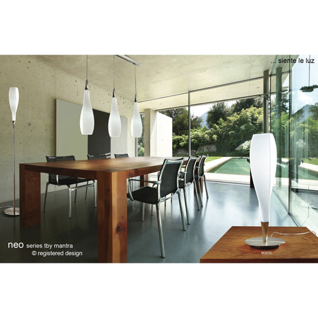 Neo 1 Light Table Lamp - Satin Nickel With Frosted White Glass