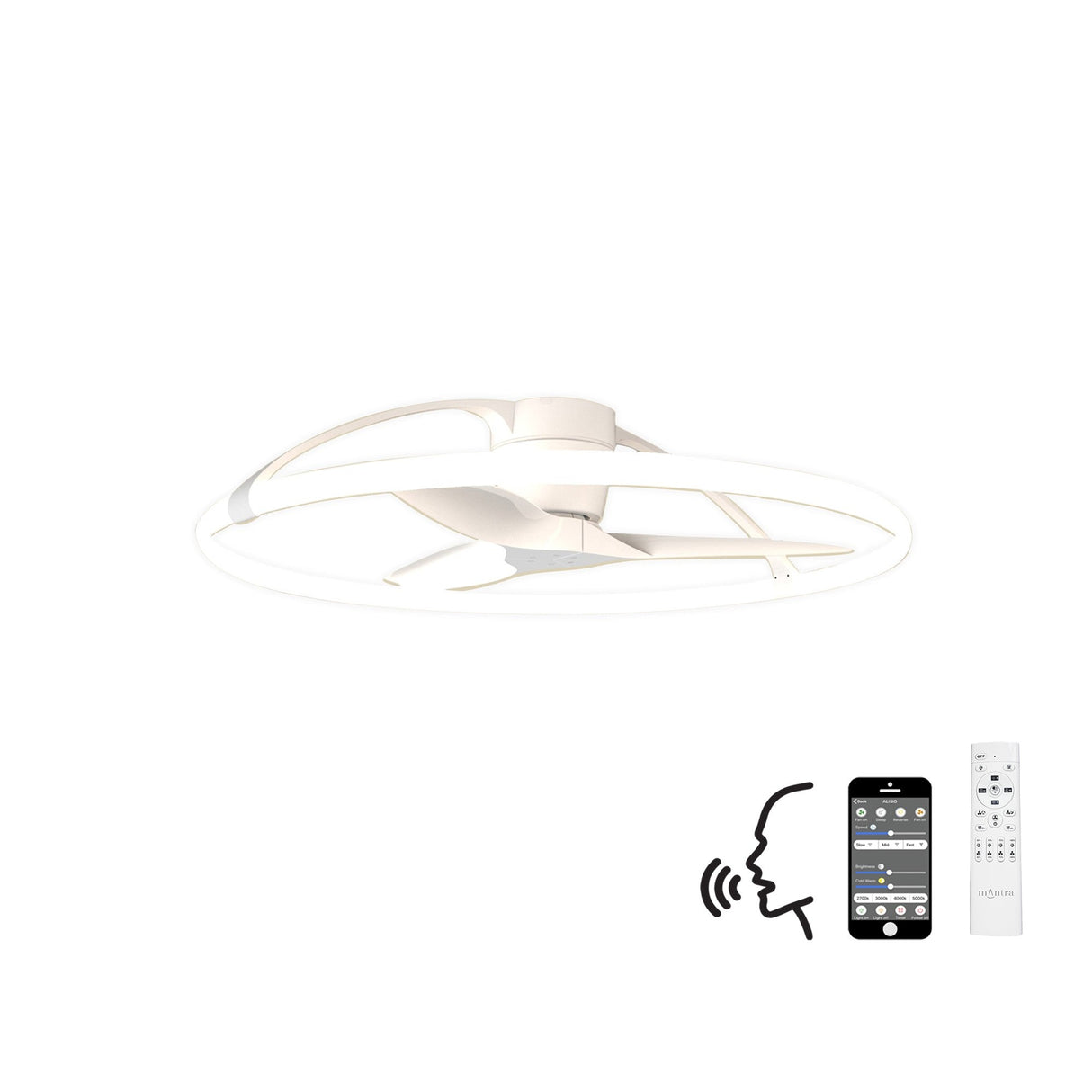 Nepal CCT Dimmable LED Ceiling Retractable Fan Light With Remote, APP & Voice Control - White