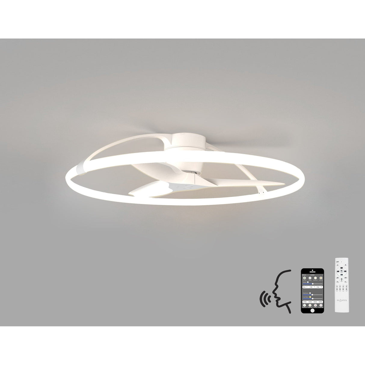 Nepal CCT Dimmable LED Ceiling Retractable Fan Light With Remote, APP & Voice Control - White