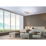 Nepal CCT Dimmable LED Ceiling Retractable Fan Light With Remote, APP & Voice Control - White/Brown
