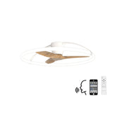 Nepal CCT Dimmable LED Ceiling Retractable Fan Light With Remote, APP & Voice Control - White/Brown