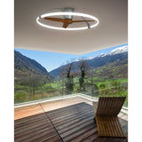Nepal CCT Dimmable LED Ceiling Retractable Fan Light With Remote, APP & Voice Control - Silver/Brown