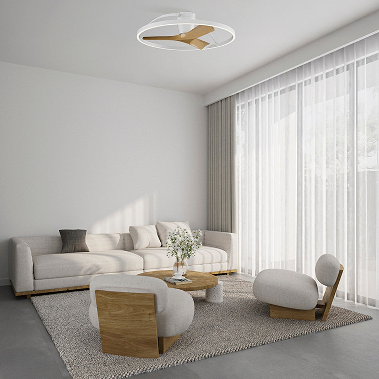 Nepal II CCT Dimmable LED Ceiling Retractable Fan Light With Remote Control - White/Brown
