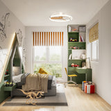 Nepal Mini CCT Dimmable LED Ceiling Retractable Fan Light With Remote & APP Control - White/Brown