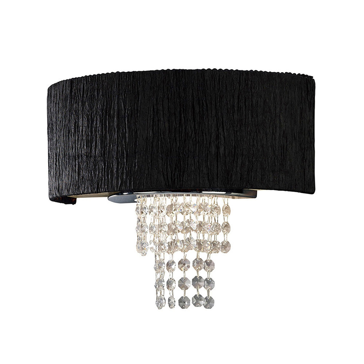 Nerissa 2 Light Crystal Wall Light - Chrome With Black Shade