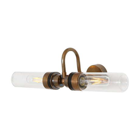 Nevis Twin Brass Swan Neck Wall Light IP65