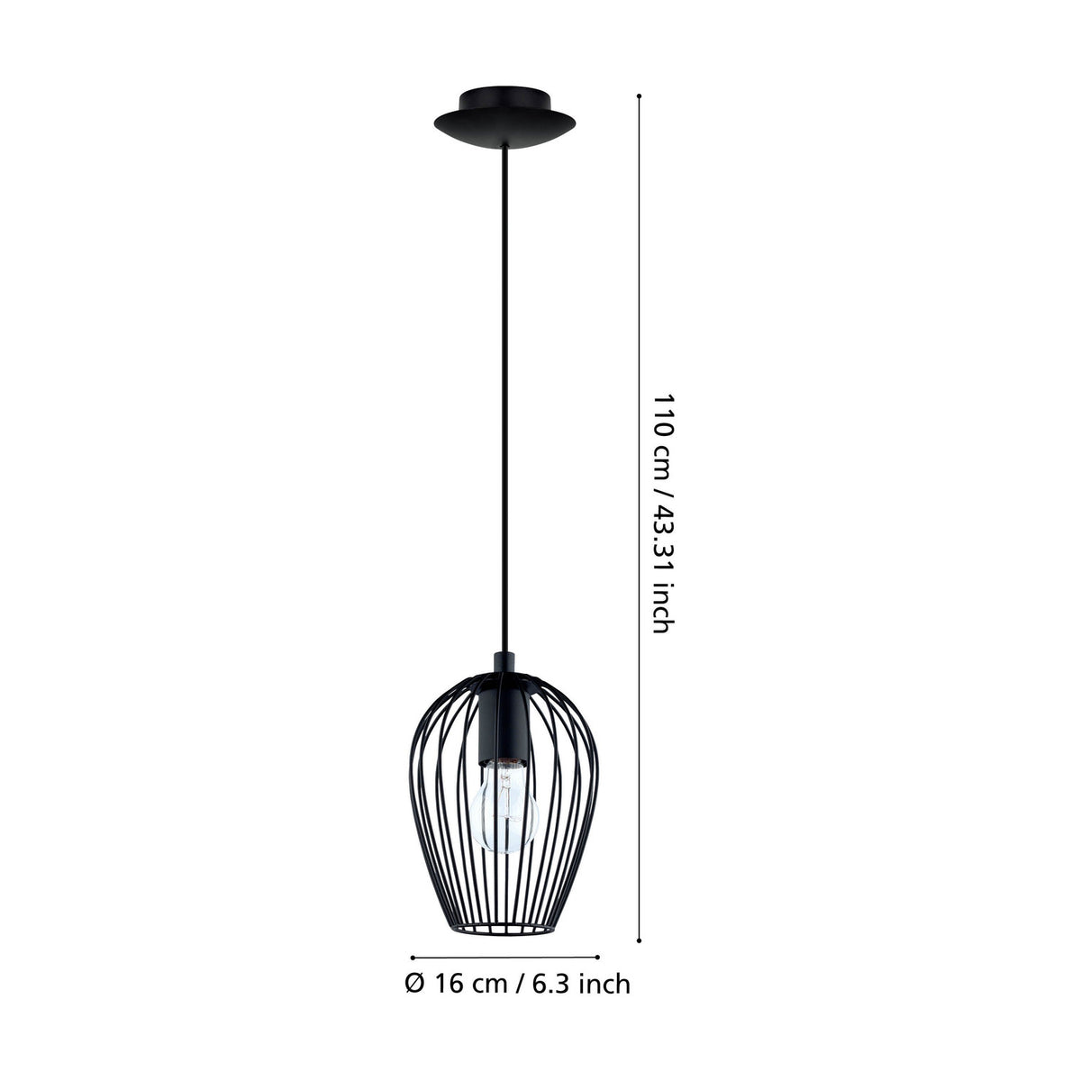 Newtown Pendant Light 16cm - Black