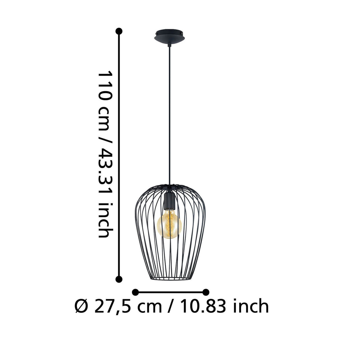 Newtown Pendant Light 27.5cm - Black