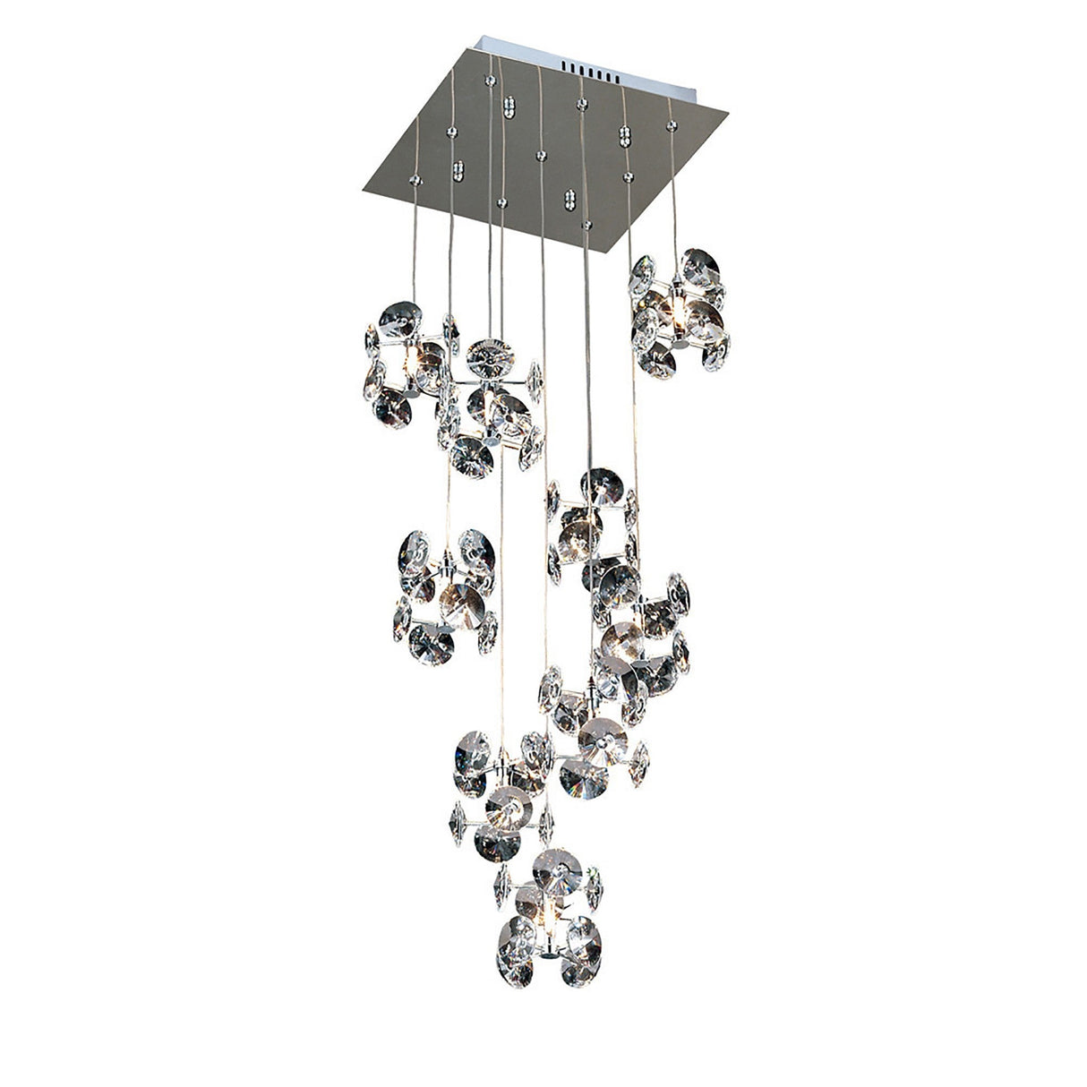Nico 9 Light Crystal Cluster Pendant Light - Polished Chrome
