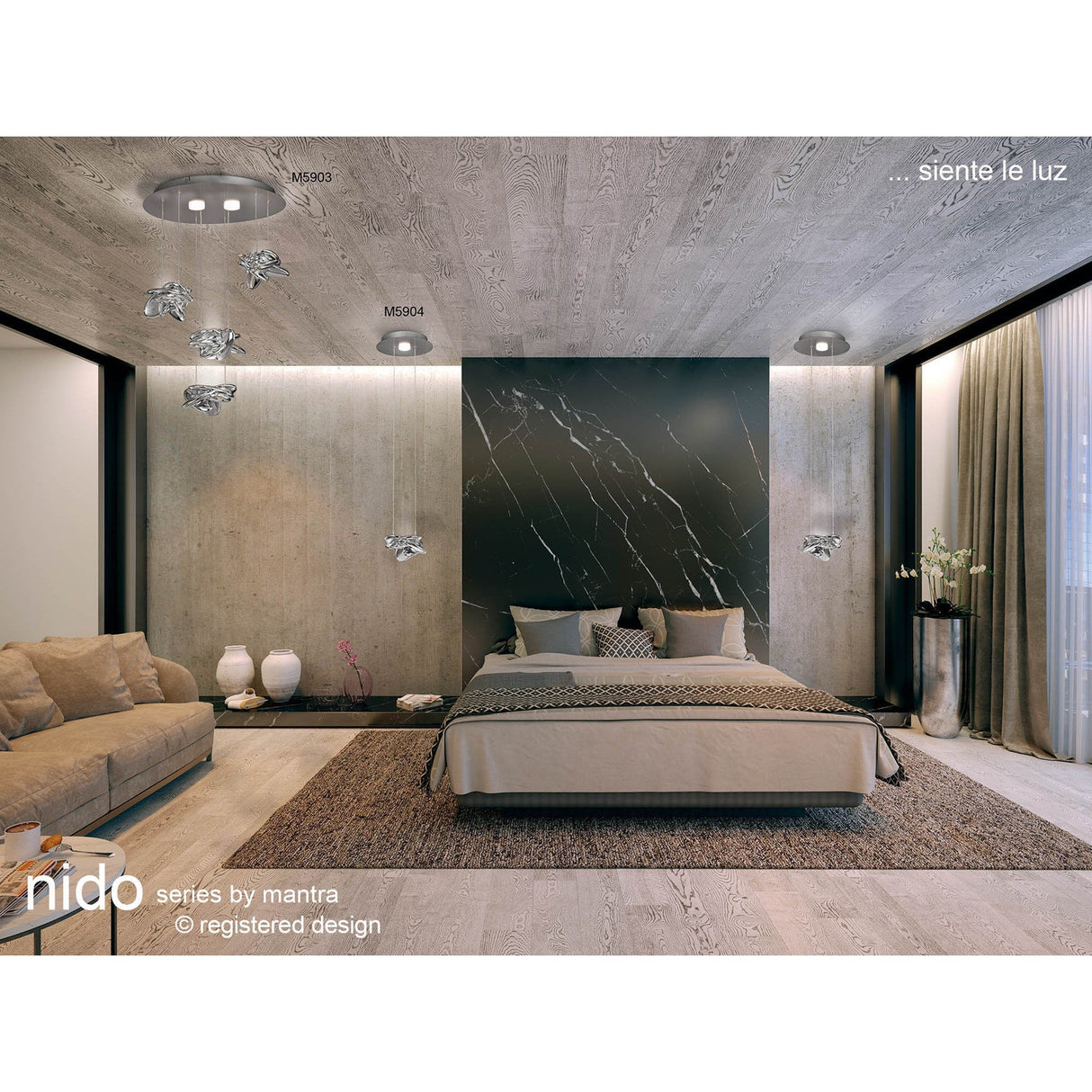 Nido 4 Light LED Cluster Pendant Light 34W 3000K - Polished Chrome