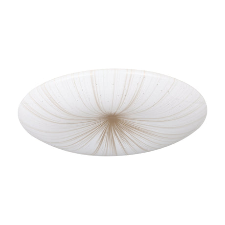 Nieves 1 LED flush ceiling light, 31cm round white dome with fine gold-toned radiating lines and subtle dots, shown on a plain white background.