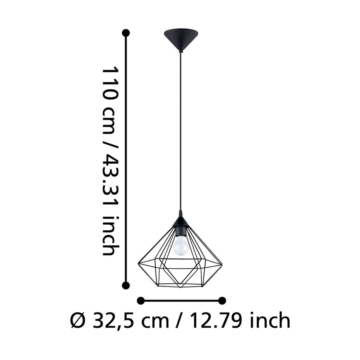 Nilbine Pendant Light 32.5cm - Matt Black