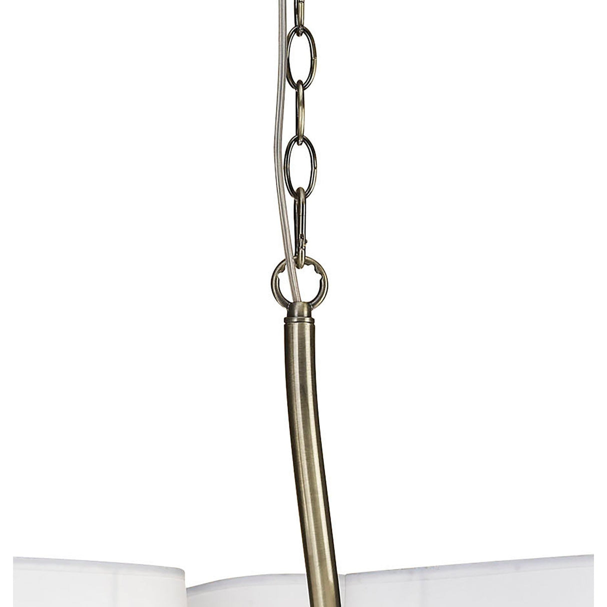 Ninette 80cm 3 Arm 6 Light Chandelier - Brass With White Shades