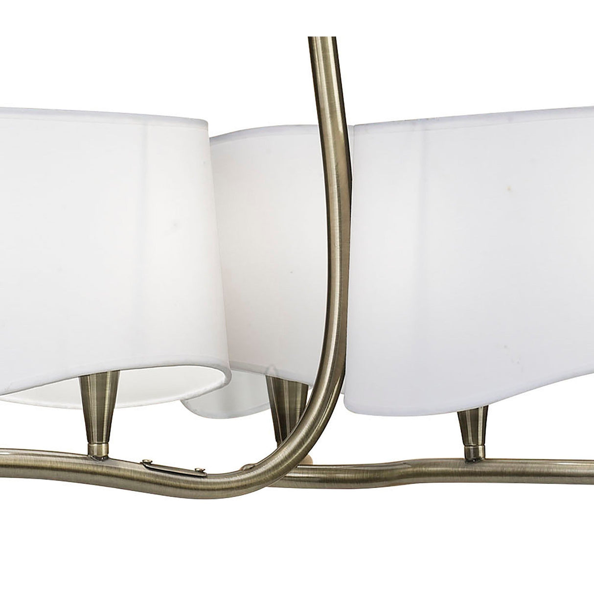 Ninette 80cm 3 Arm 6 Light Chandelier - Brass With White Shades