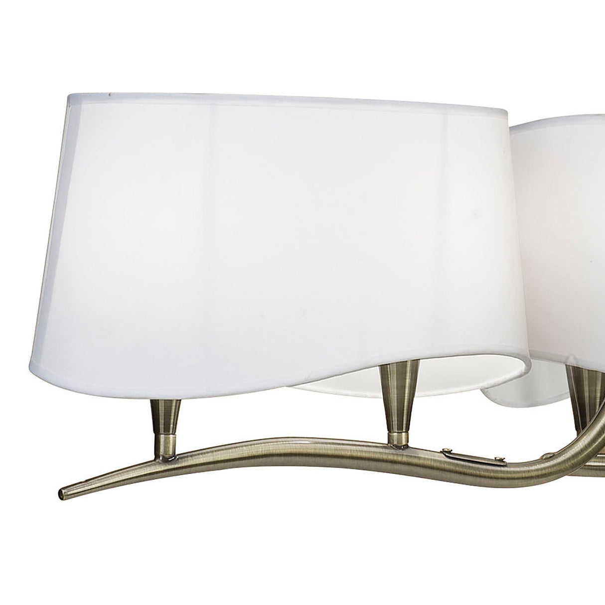 Ninette 80cm 3 Arm 6 Light Chandelier - Brass With White Shades