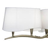 Ninette 80cm 3 Arm 6 Light Chandelier - Brass With White Shades