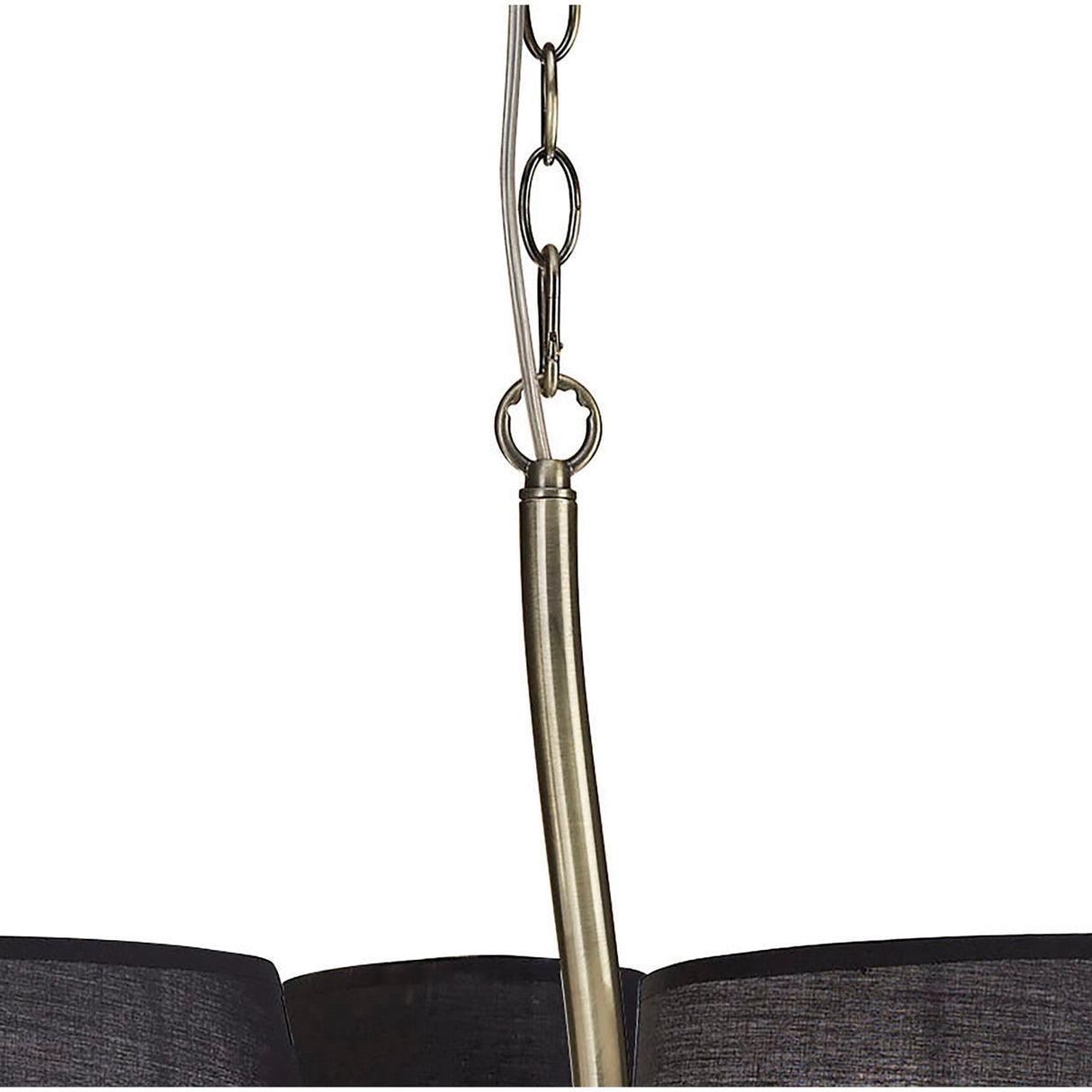 Ninette 80cm 3 Arm 6 Light Chandelier - Brass With Black Shades