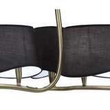 Ninette 80cm 3 Arm 6 Light Chandelier - Brass With Black Shades