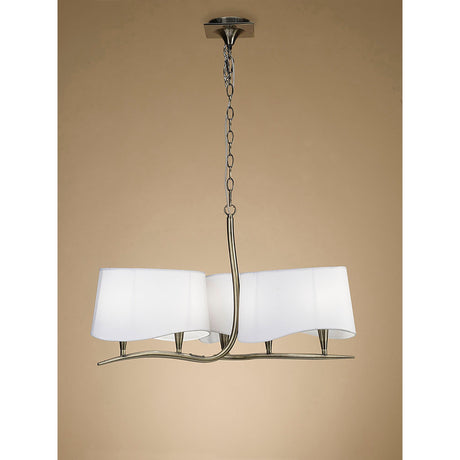 Ninette 80cm 3 Arm 6 Light Chandelier - Brass With White Shades