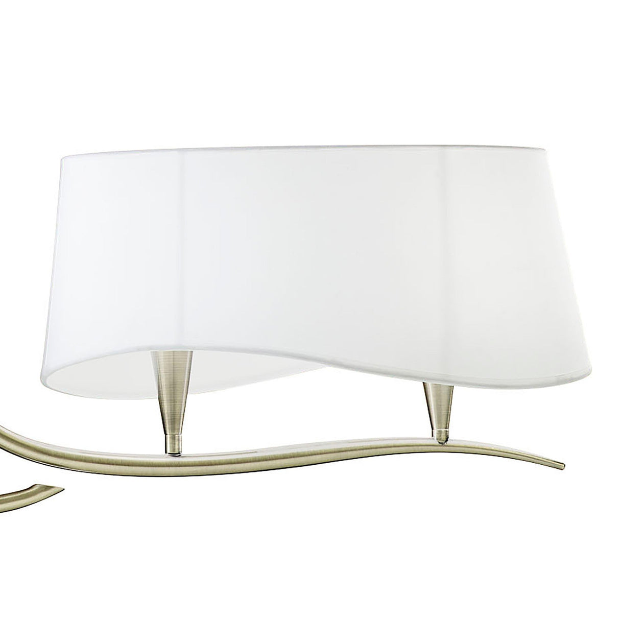 Ninette  2 Arm 4 Light Chandelier - Antique Brass With White Shades