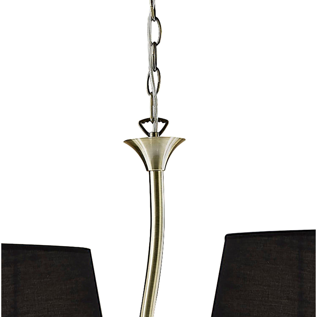 Ninette 2 Arm 4 Light Chandelier - Antique Brass With Black Shades