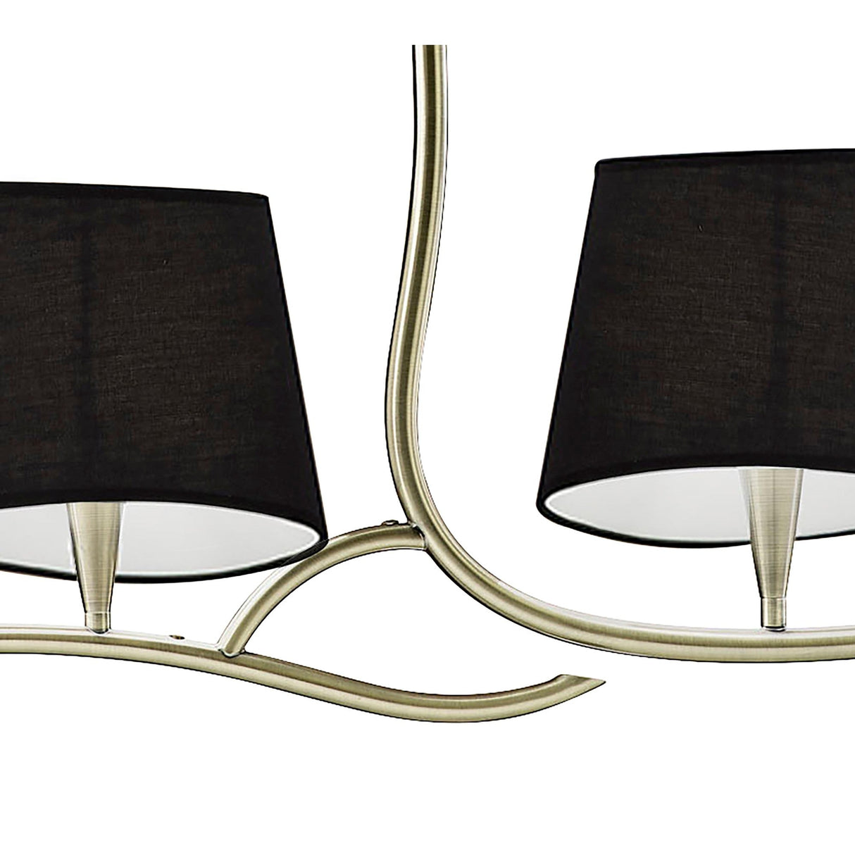 Ninette 2 Arm 4 Light Chandelier - Antique Brass With Black Shades