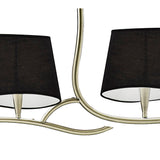 Ninette 2 Arm 4 Light Chandelier - Antique Brass With Black Shades