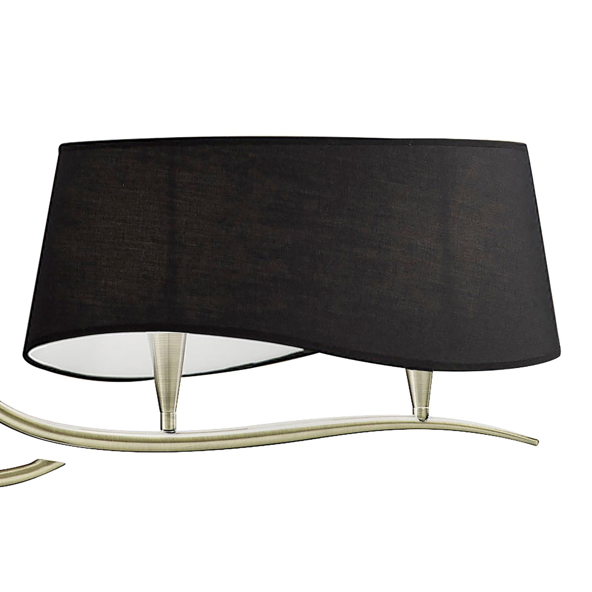 Ninette 2 Arm 4 Light Chandelier - Antique Brass With Black Shades