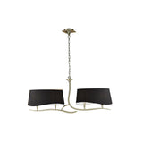 Ninette 2 Arm 4 Light Chandelier - Antique Brass With Black Shades