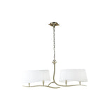 Ninette  2 Arm 4 Light Chandelier - Antique Brass With White Shades
