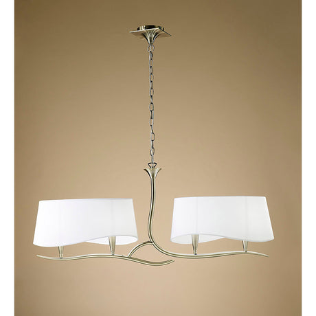 Ninette  2 Arm 4 Light Chandelier - Antique Brass With White Shades