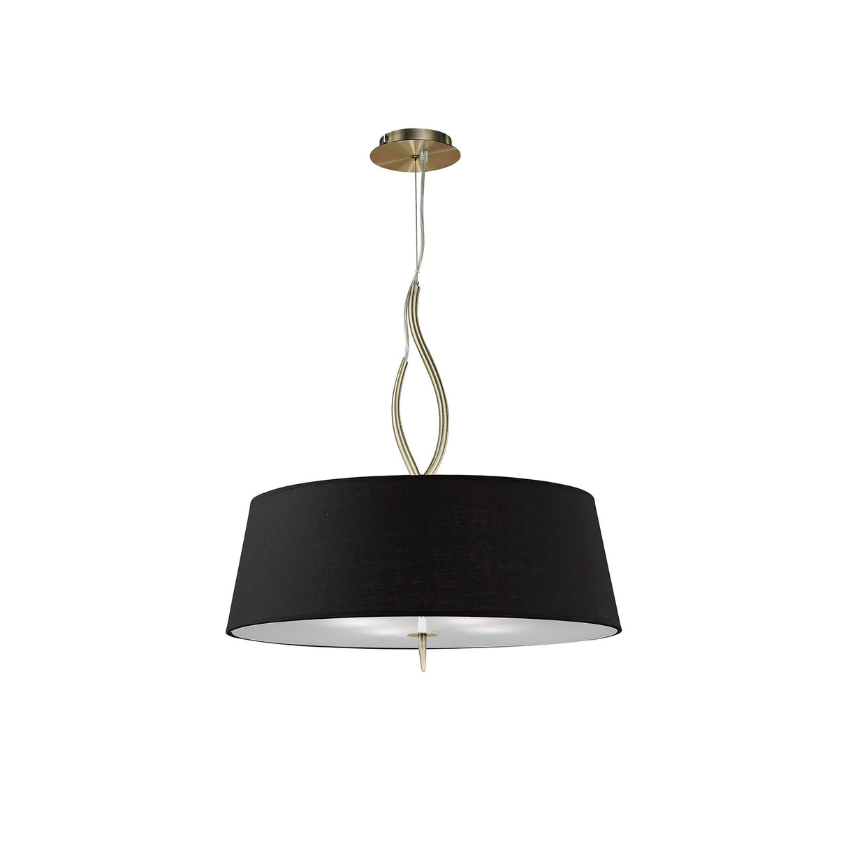 Ninette 4 Light Pendant Light – Brass With Black Shades