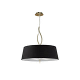 Ninette 4 Light Pendant Light – Brass With Black Shades