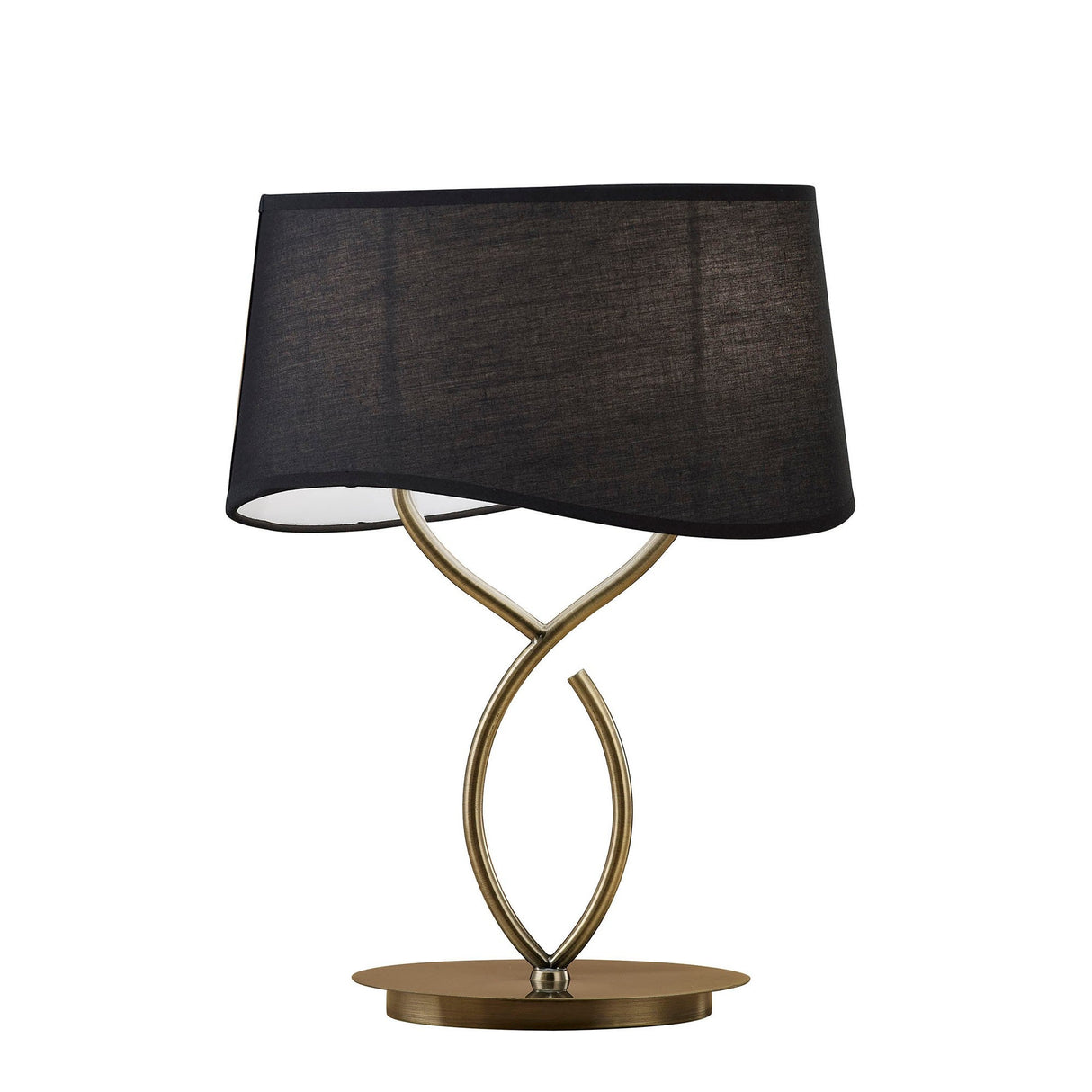 Ninette Large 2 Light Table Lamp - Antique Brass With Black Shade