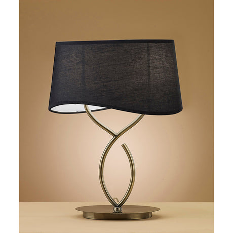 Ninette Large 2 Light Table Lamp - Antique Brass With Black Shade
