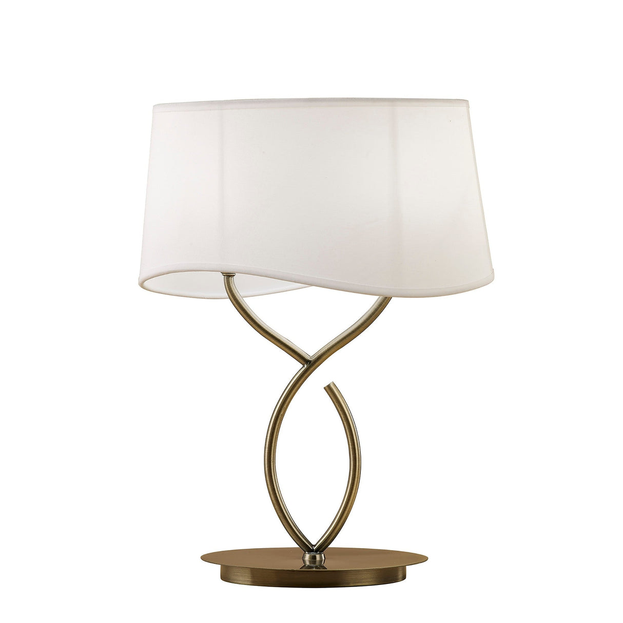 Ninette Large 2 Light Table Lamp - Antique Brass With White Shade