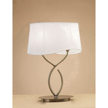 Ninette Large 2 Light Table Lamp - Antique Brass With White Shade