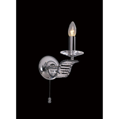 Niobe 1 Light Crystal Wall Light With Switch - Chrome