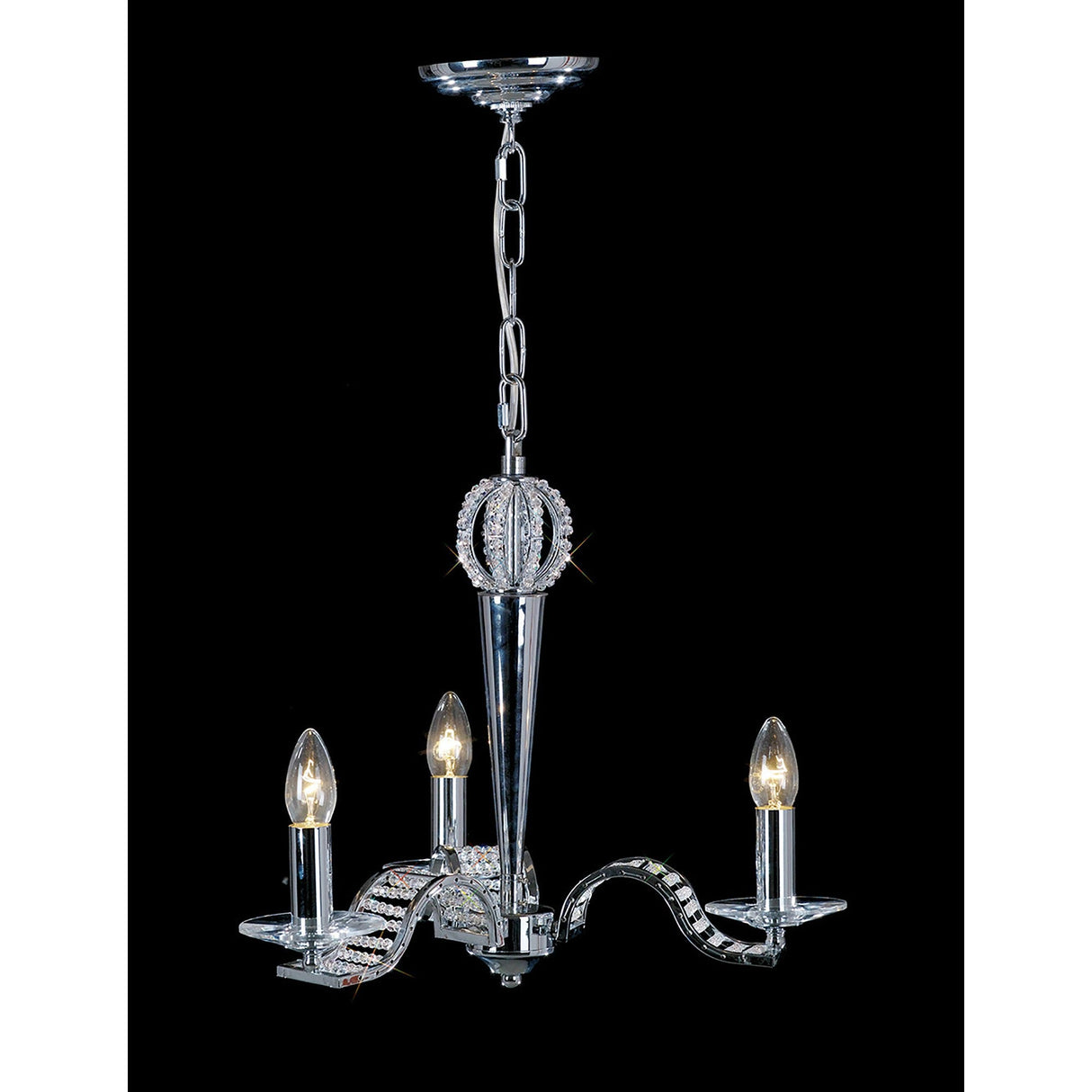 Niobe 53cm 3 Light Crystal Chandelier - Polished Chrome