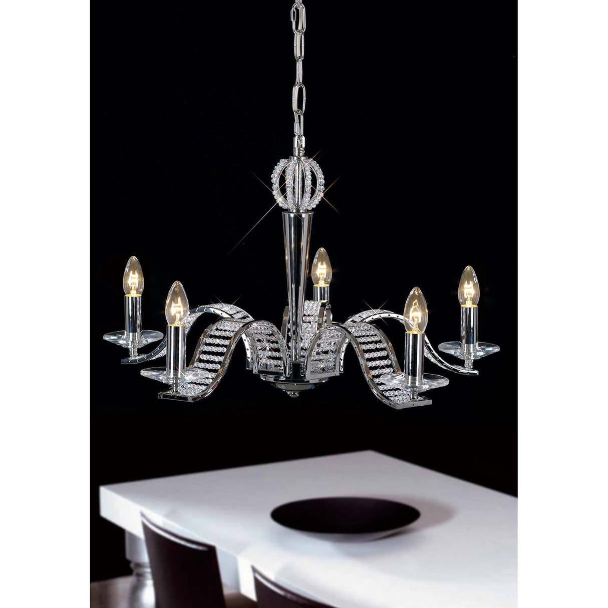 Niobe 72cm 5 Light Crystal Chandelier - Polished Chrome