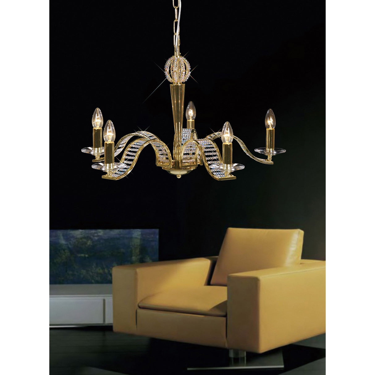 Niobe 72cm 5 Light Crystal Chandelier - French Gold