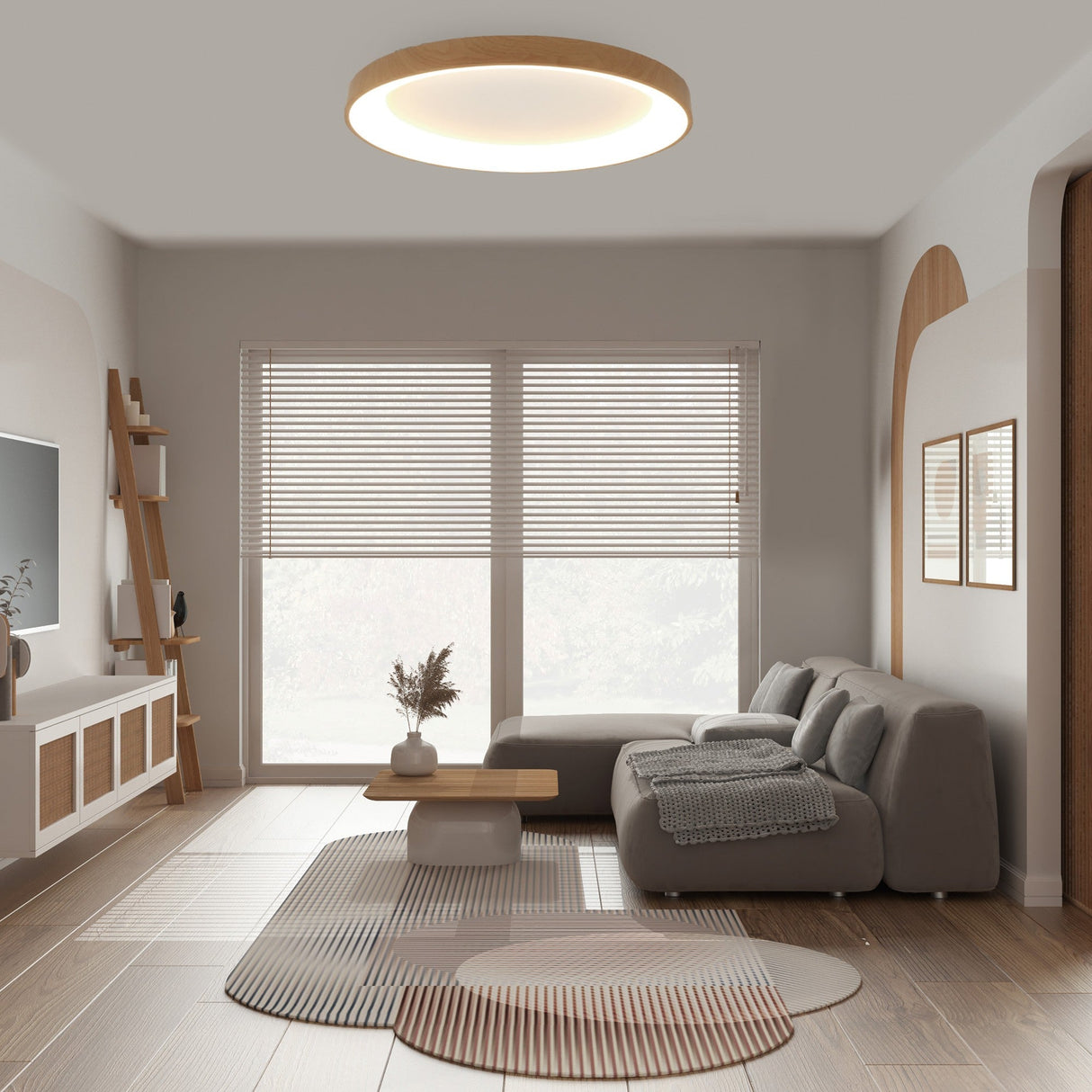 Niseko Ring LED Flush Ceiling Light 3000K 78W - Light Brown