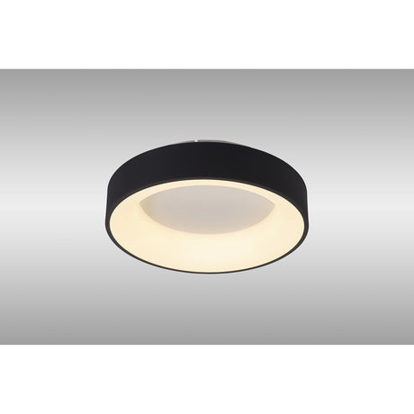 Niseko Small Ring CCT Dimmable LED Flush Ceiling Light With Remote & App Control 40W - Black