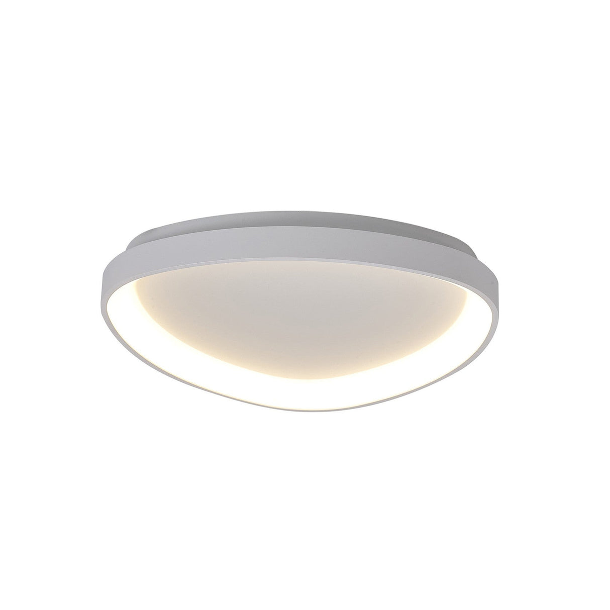 Mantra Niseko triangular flush ceiling light with integrated LED in a white powder-coated metal frame, shown against a plain white background.