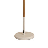 A close-up of the Noa II Touch Dimmer LED Floor Lamp 15W 3000K in White & Beech, showing its circular off-white base and wooden accent above the base against a plain white background.